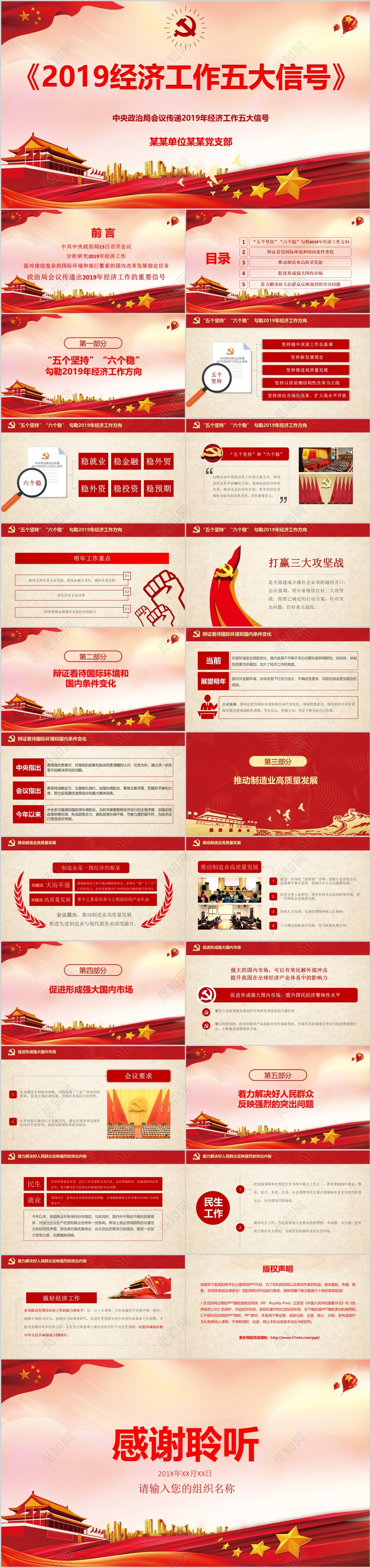 2019解读经济工作五大信号党课党建PPT模板