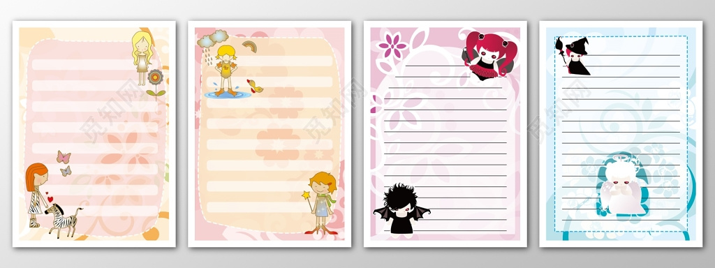 卡通可爱动漫人物信纸