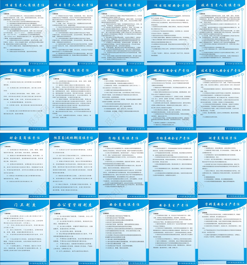 工地制度牌岗位职责岗位责任现场管理制度