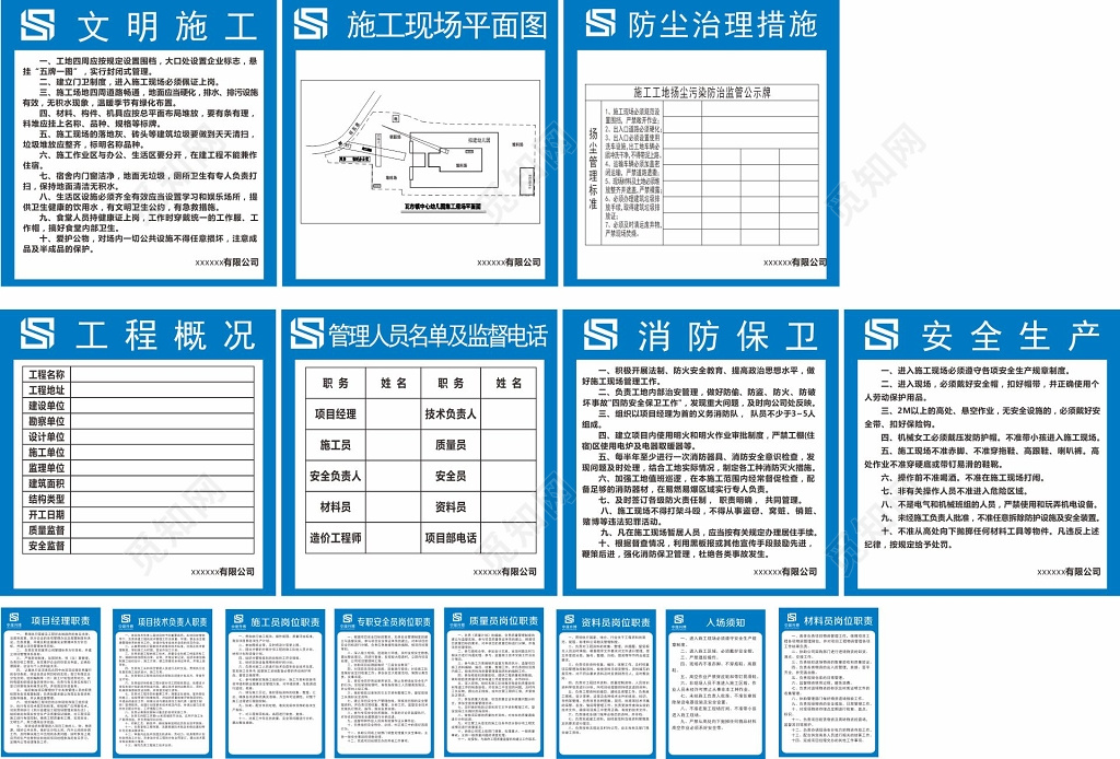 工地五图一牌安全生产工程概况现场管理制度