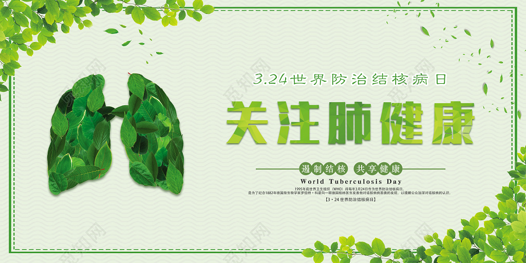 324世界防治结核病日关注肺健康遏制结核宣传海报展板