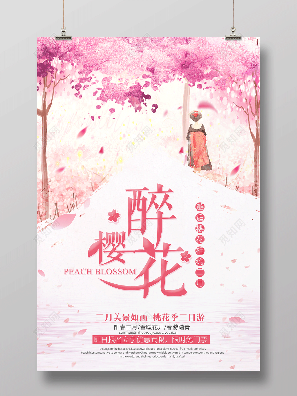 醉美樱花季浪漫宣传海报