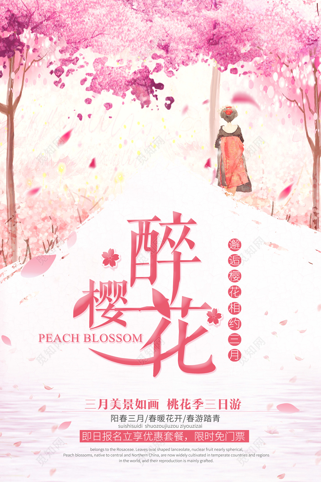 醉美樱花季浪漫宣传海报