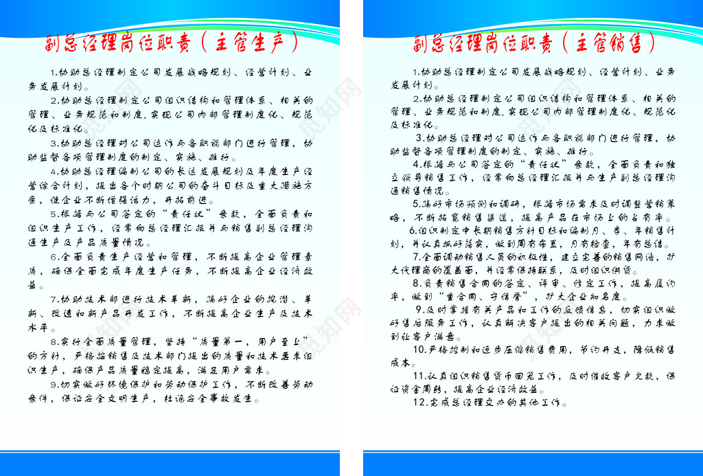 副总经理岗位职责公司生产管理制度海报