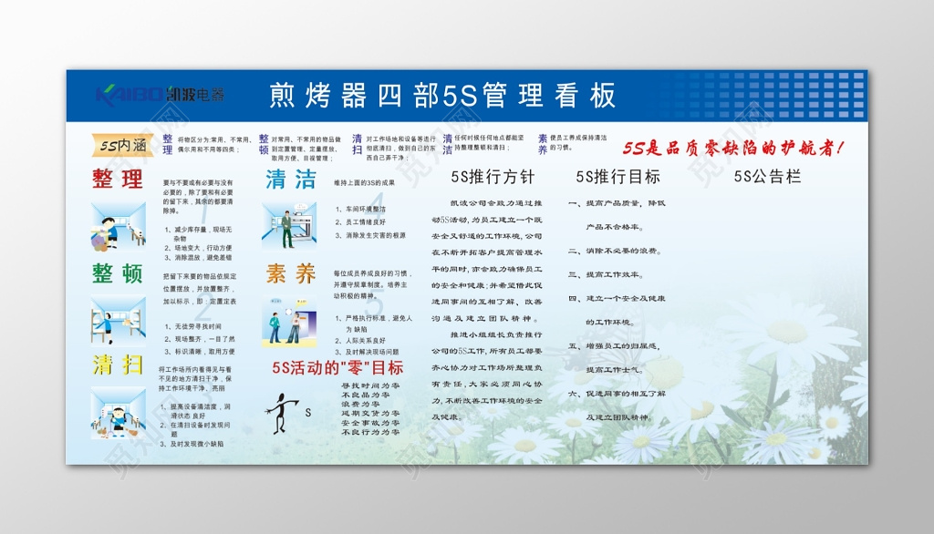 蓝色生产线5S文化公司生产管理制度海报