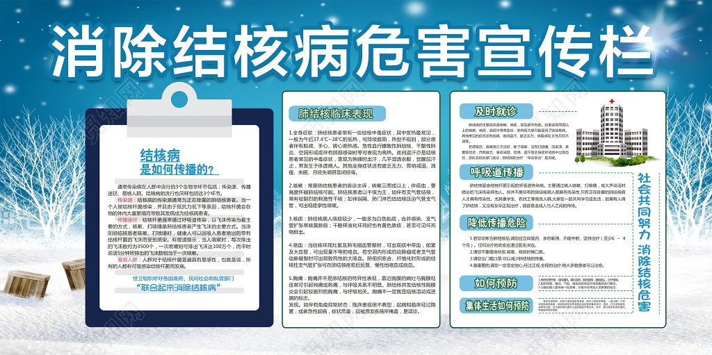 世界防治结核病日消除结核病危害宣传栏公益宣传展板