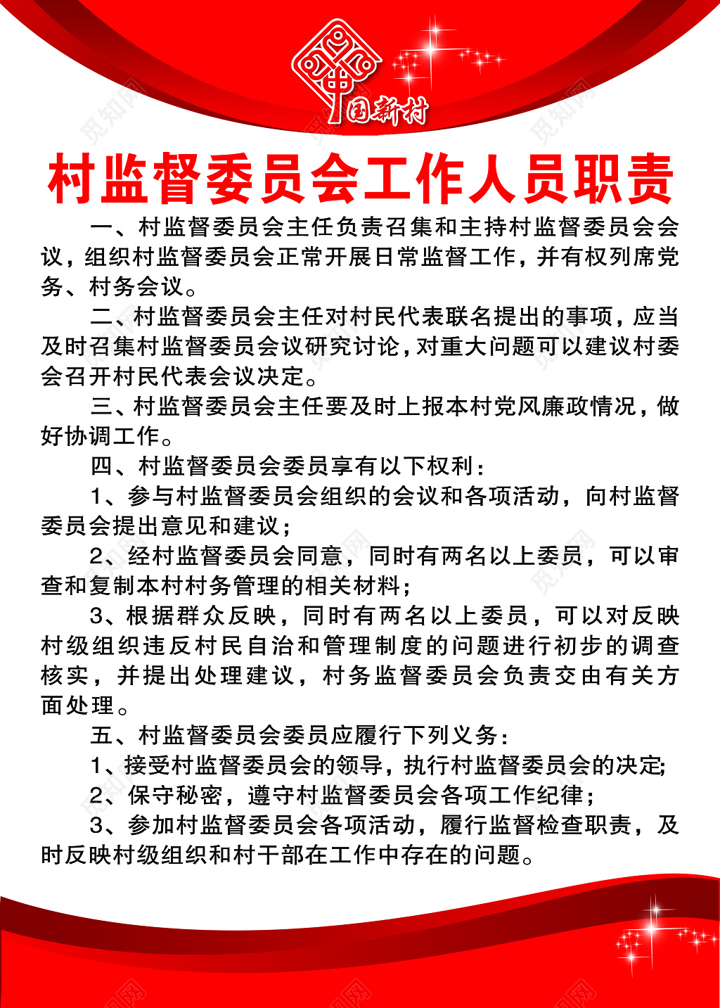 村监督委员会工作人员职责条例
