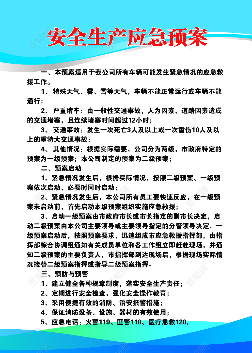安全生产应急预案企业管理制度牌