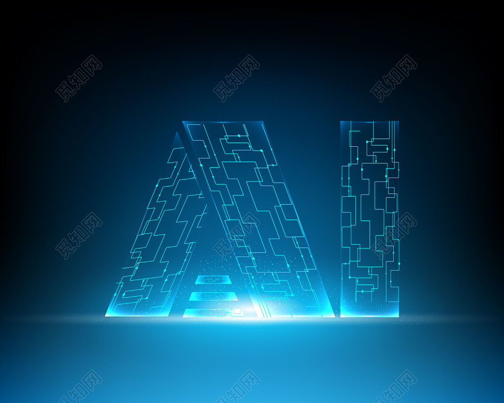 蓝色科技人工智能AI大字体背景海报