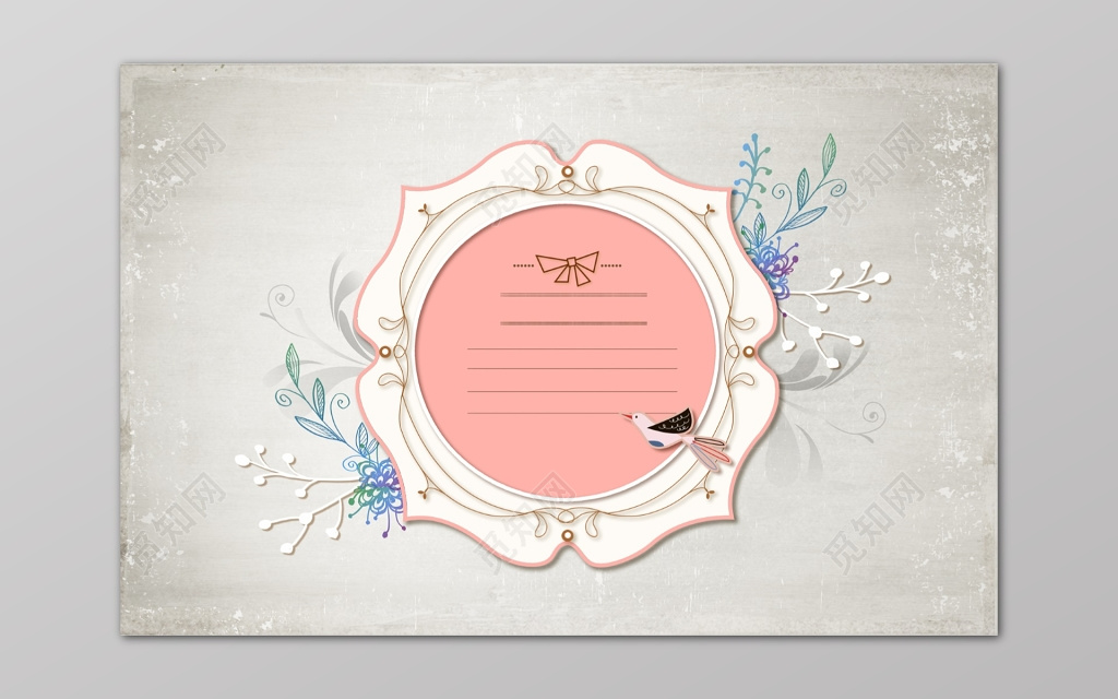 信纸文艺复古欧式植物叶子小鸟信纸