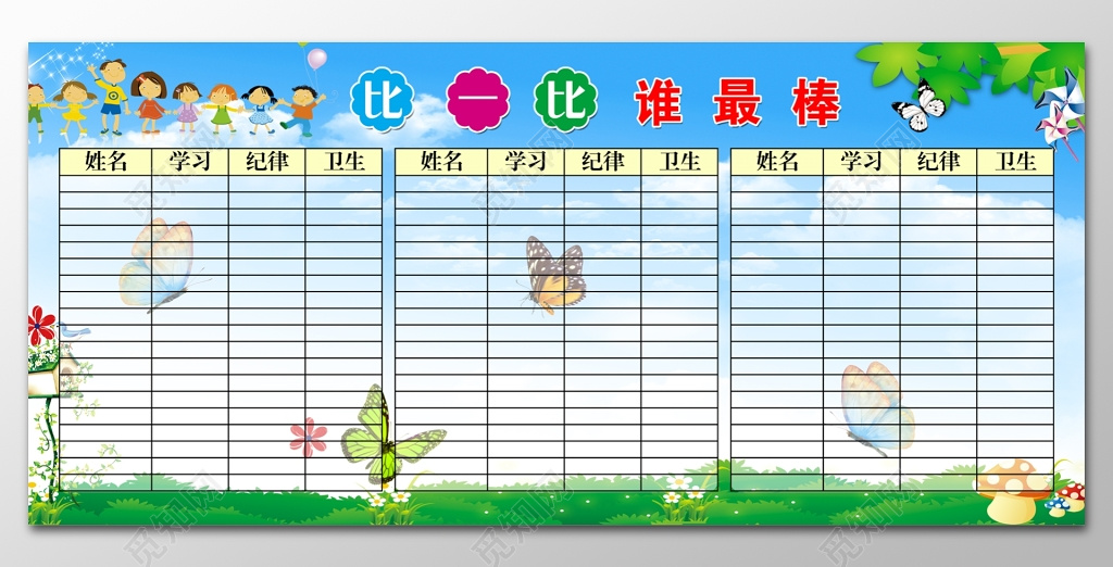 幼儿园评分表现展板