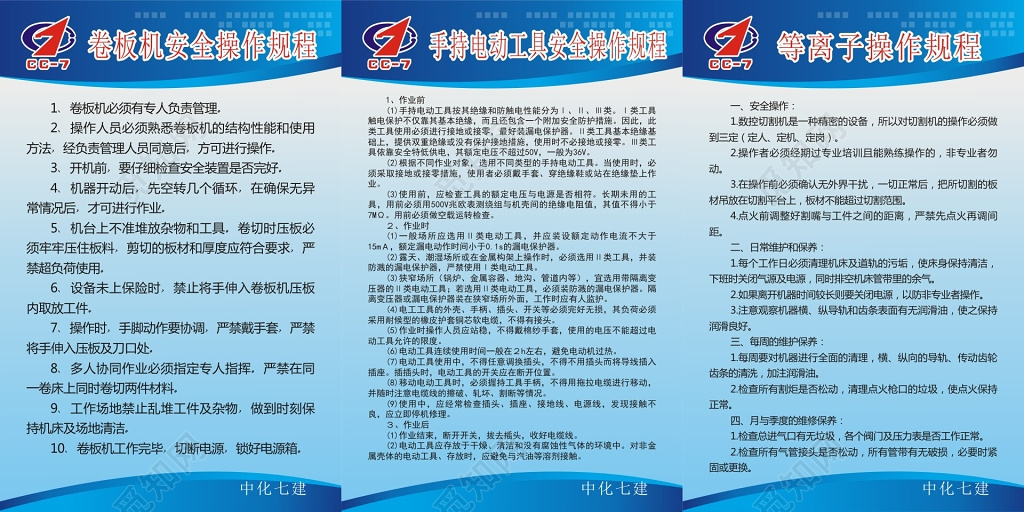 电动卷版机等离子操作公司生产管理制度海报