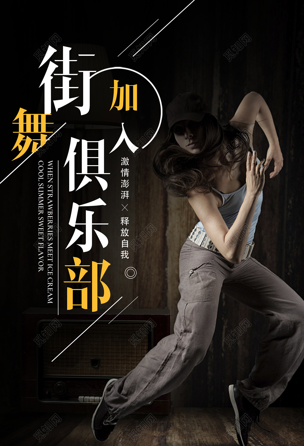 加入街舞舞蹈俱乐部招生培训黑色海报模板