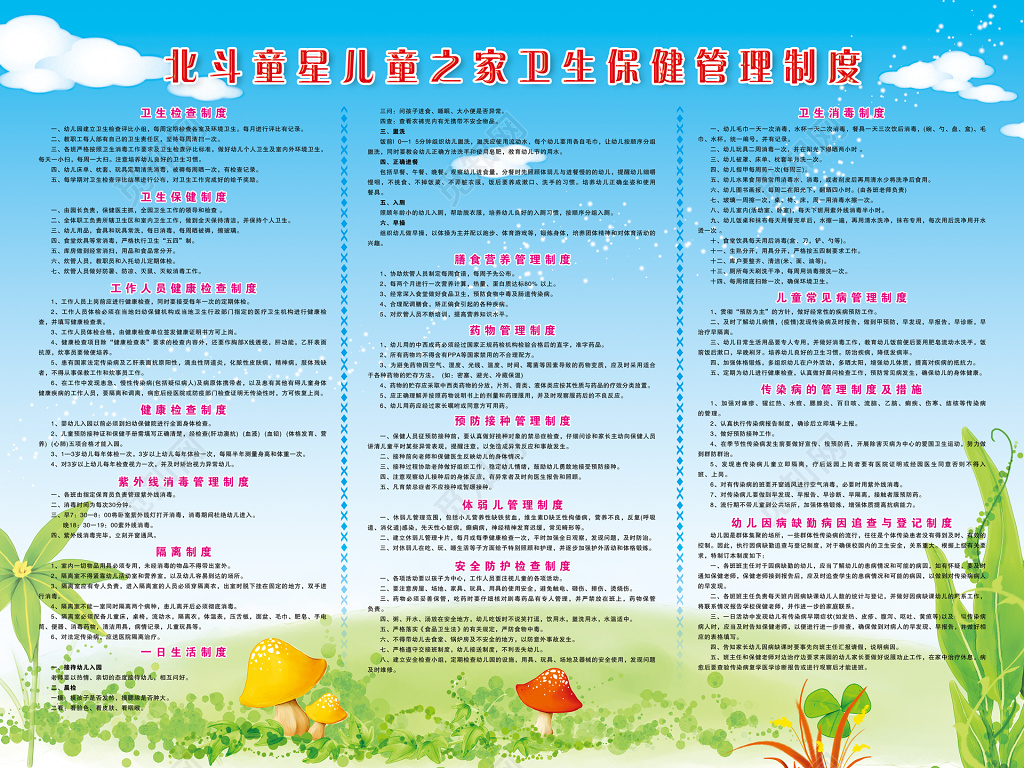 幼儿园学校卫生保健管理制度展板