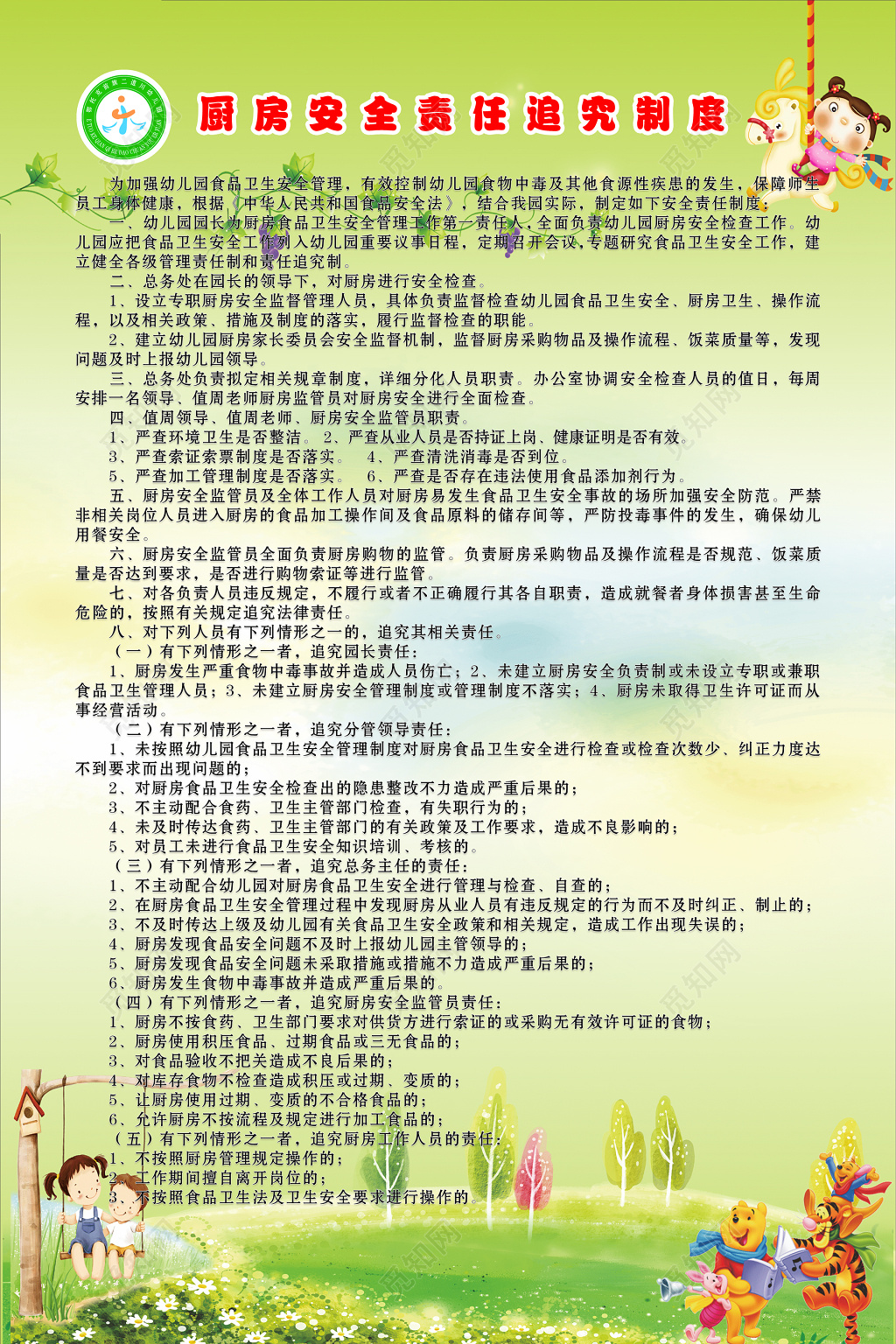 学校厨房安全责任追究制度展板