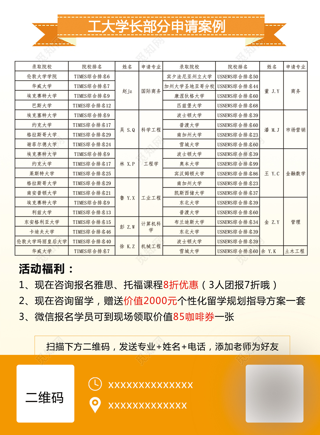 新学期开学招生培训出国留学申请宣传单模板