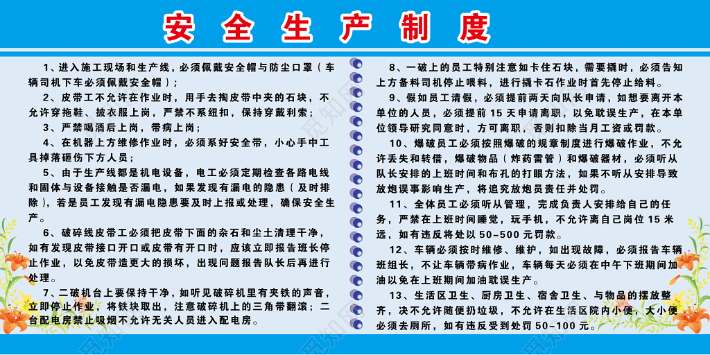 施工现场蓝色安全生产制度海报模版