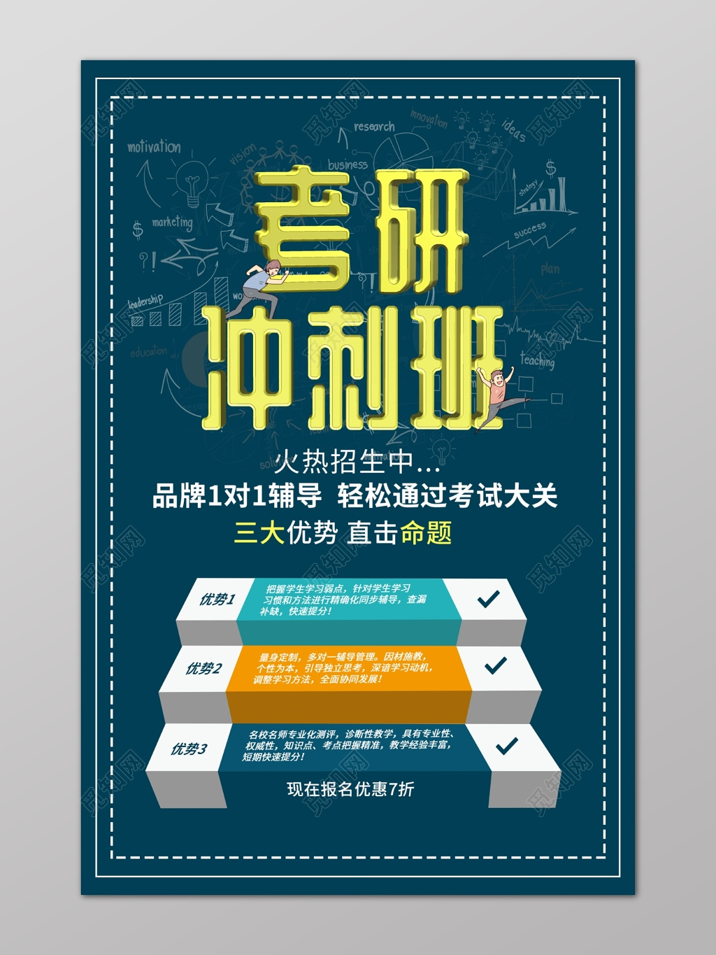 蓝色考研冲刺班辅导补习1对1招生海报