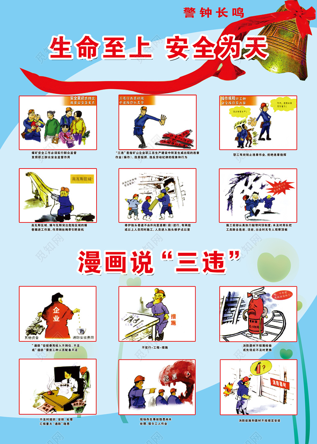 煤矿矿山企业安全管理制度生命至上漫画制度牌
