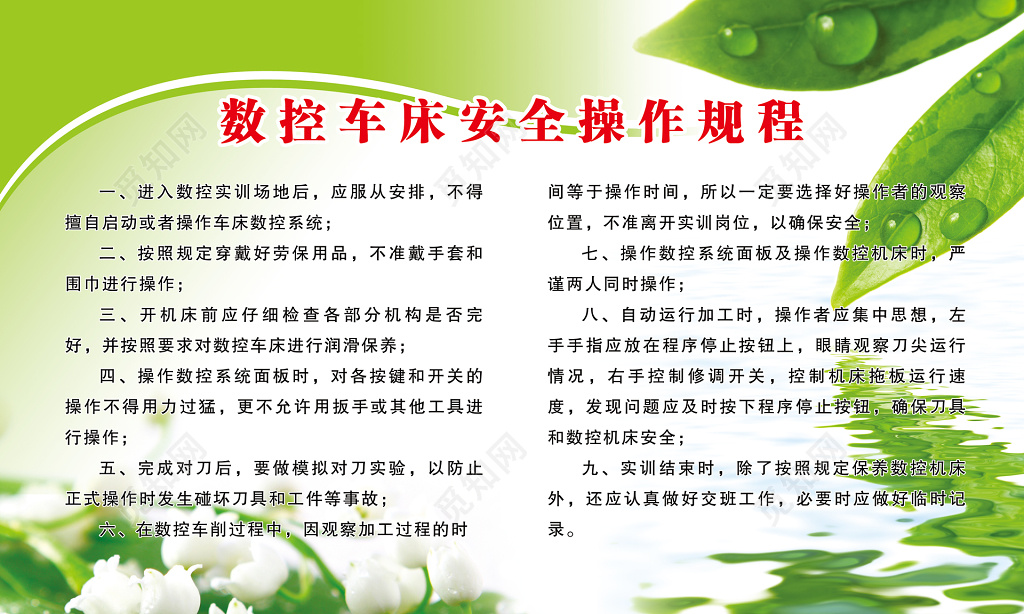 数控车床安全操作规程规章制度绿色制度牌