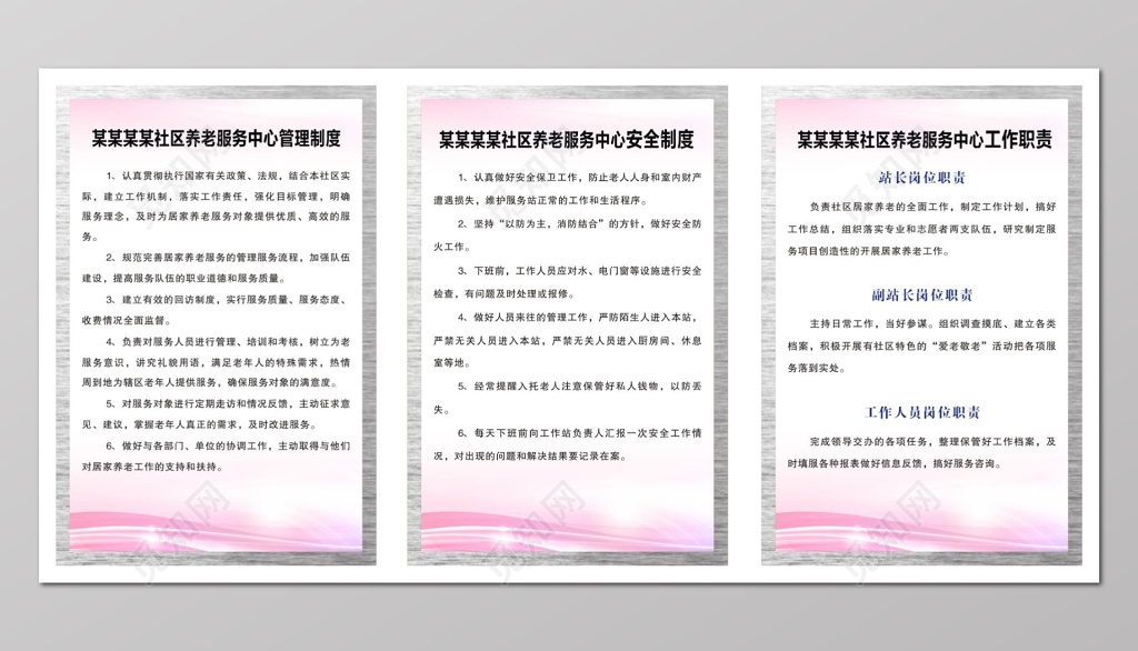 社区养老服务中心工作职责安全管理制度牌