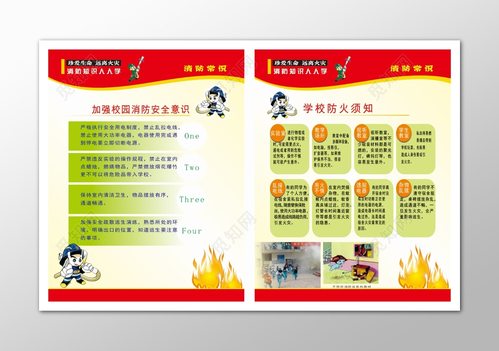 校园消防安全知识学校防火须知展板设计