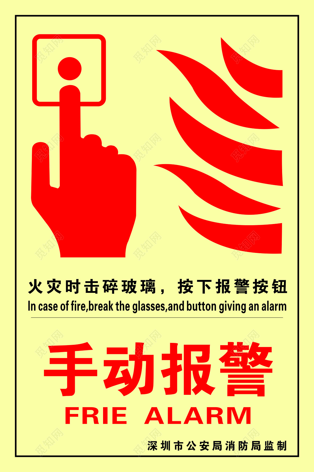 消防安全手动报警操作海报