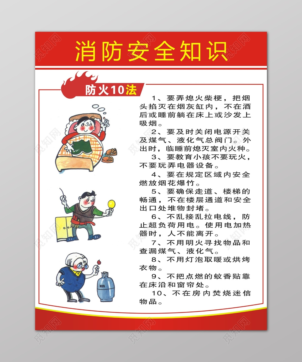 消防安全防火法漫画展板