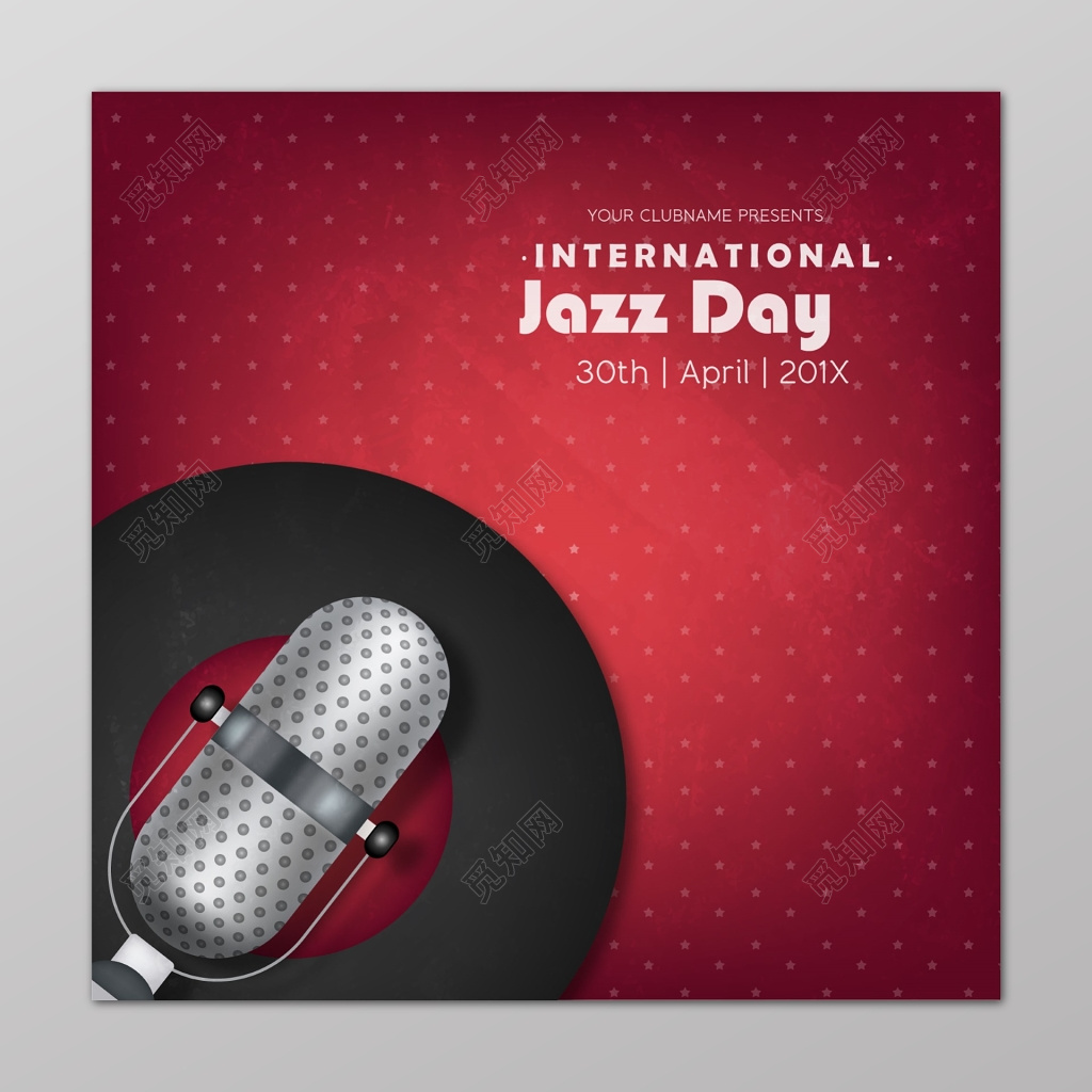 复古波点唱片麦克风爵士音乐会海报