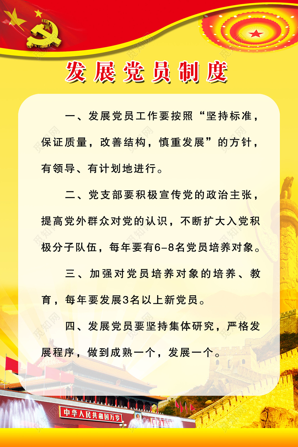 发展党员制度党建制度牌