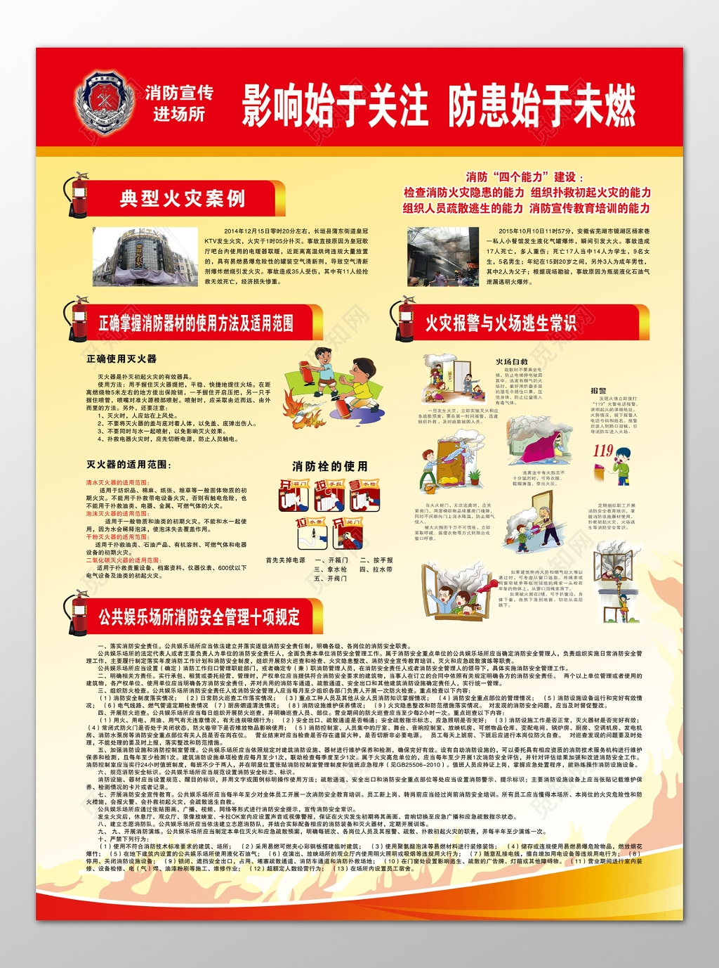 消防安全火灾报警消防安全119安全意识宣传栏