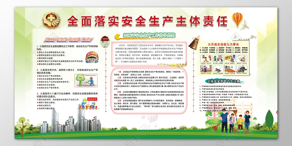 公司全面落实安全生产工作指导思想展板