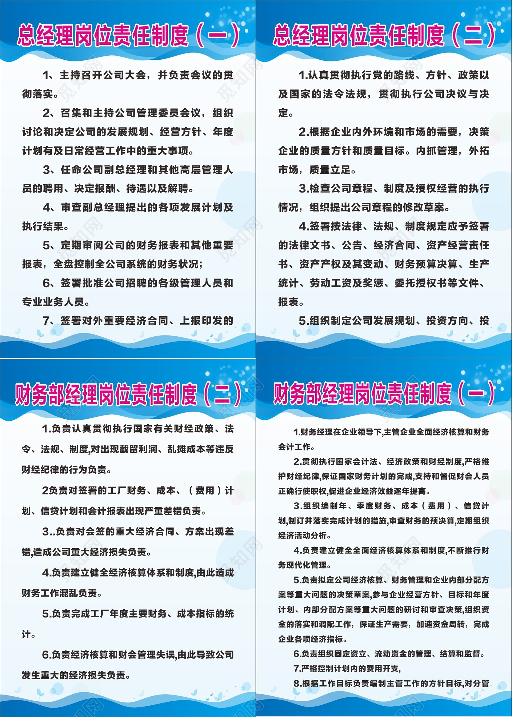 公司总经理财务部经理岗位责任制度