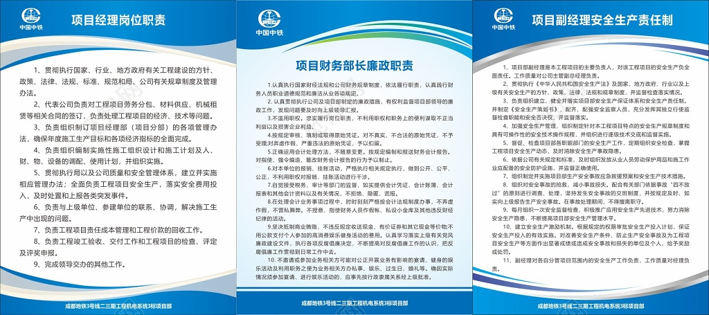 项目经理岗位职责项目财务部长廉政职责安全生产职责