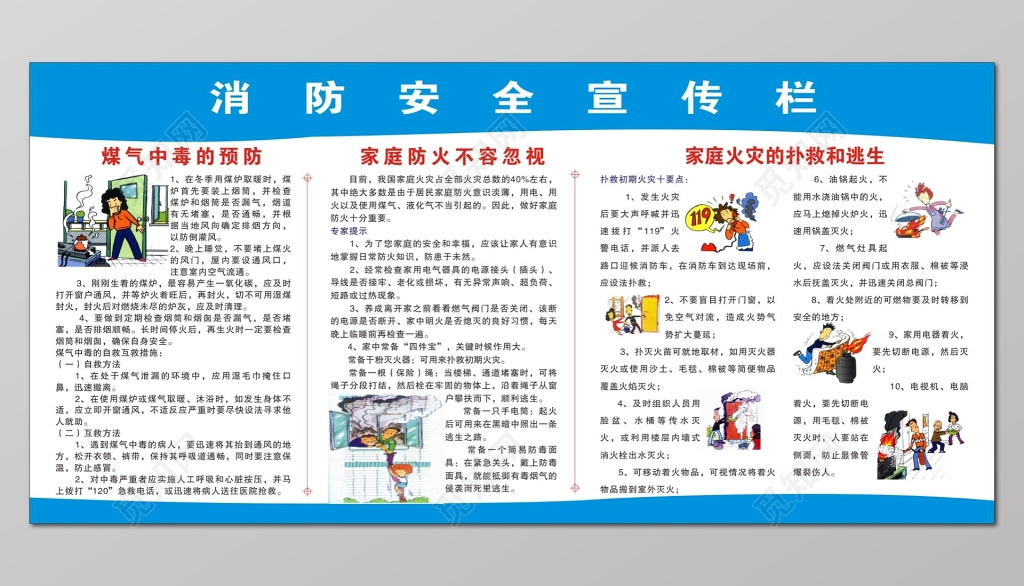消防安全安全意识119防火救火宣传栏
