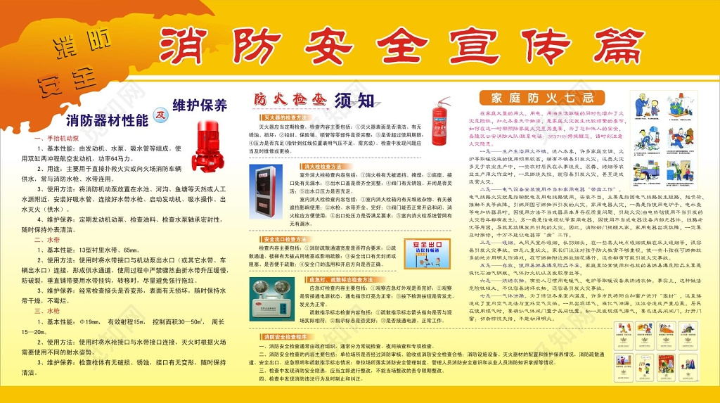 消防安全119安全意识消防器材维护防火宣传栏