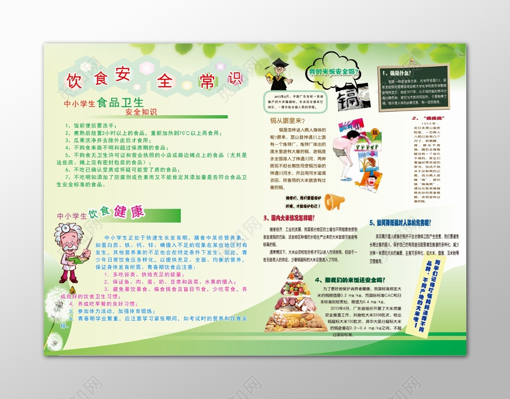 小清新食品安全饮食安全常识宣传栏