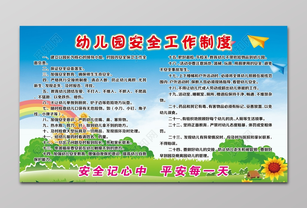 幼儿园安全制度展板