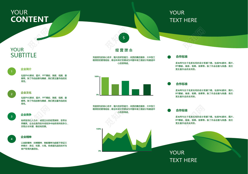 公司介绍绿色薄荷清新感企业招商三折页设计