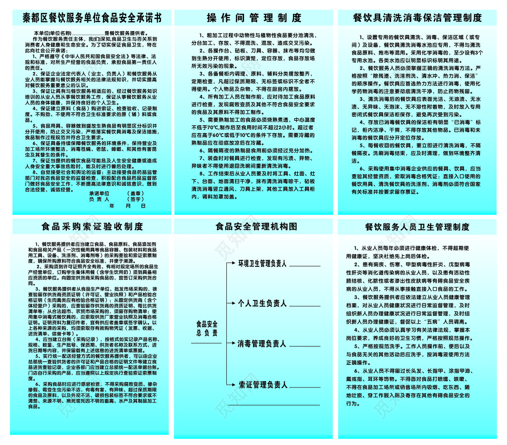餐饮卫生安全制度牌