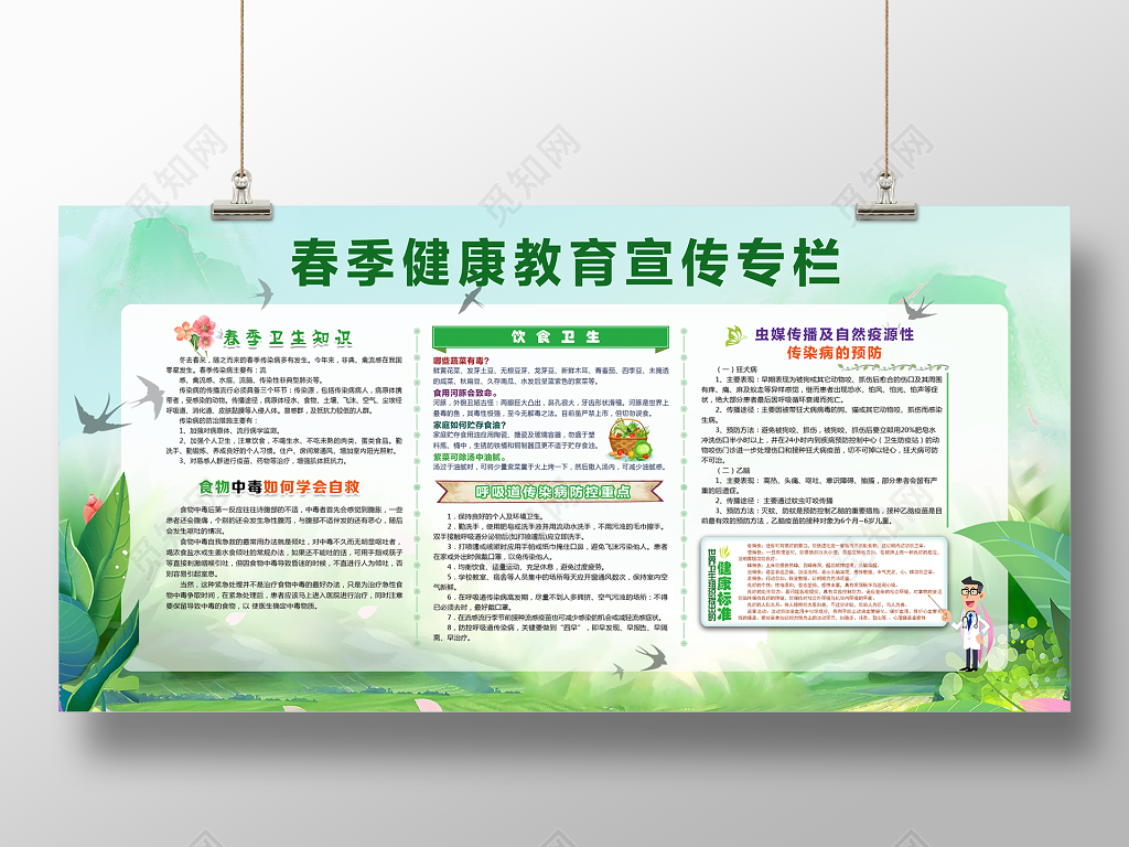 春季传染病医院展板春季养生教育宣传栏展板