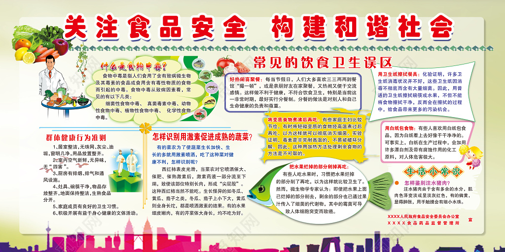 关注食品安全共建和谐社会饮食卫生卡通宣传栏