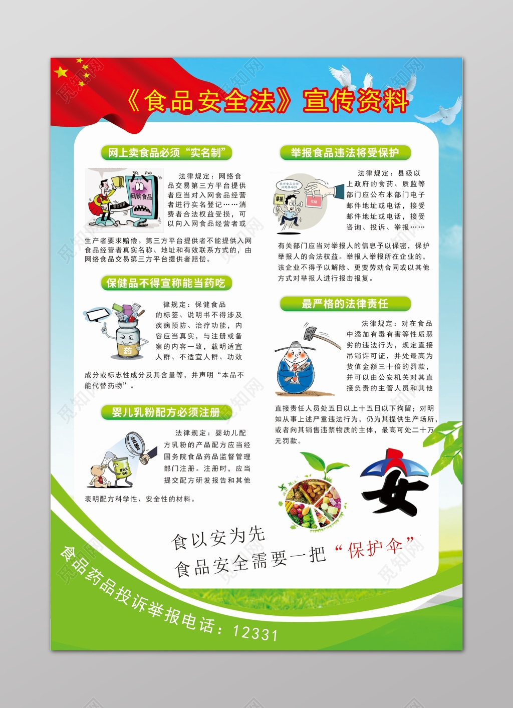 卡通食品安全法宣传资料海报