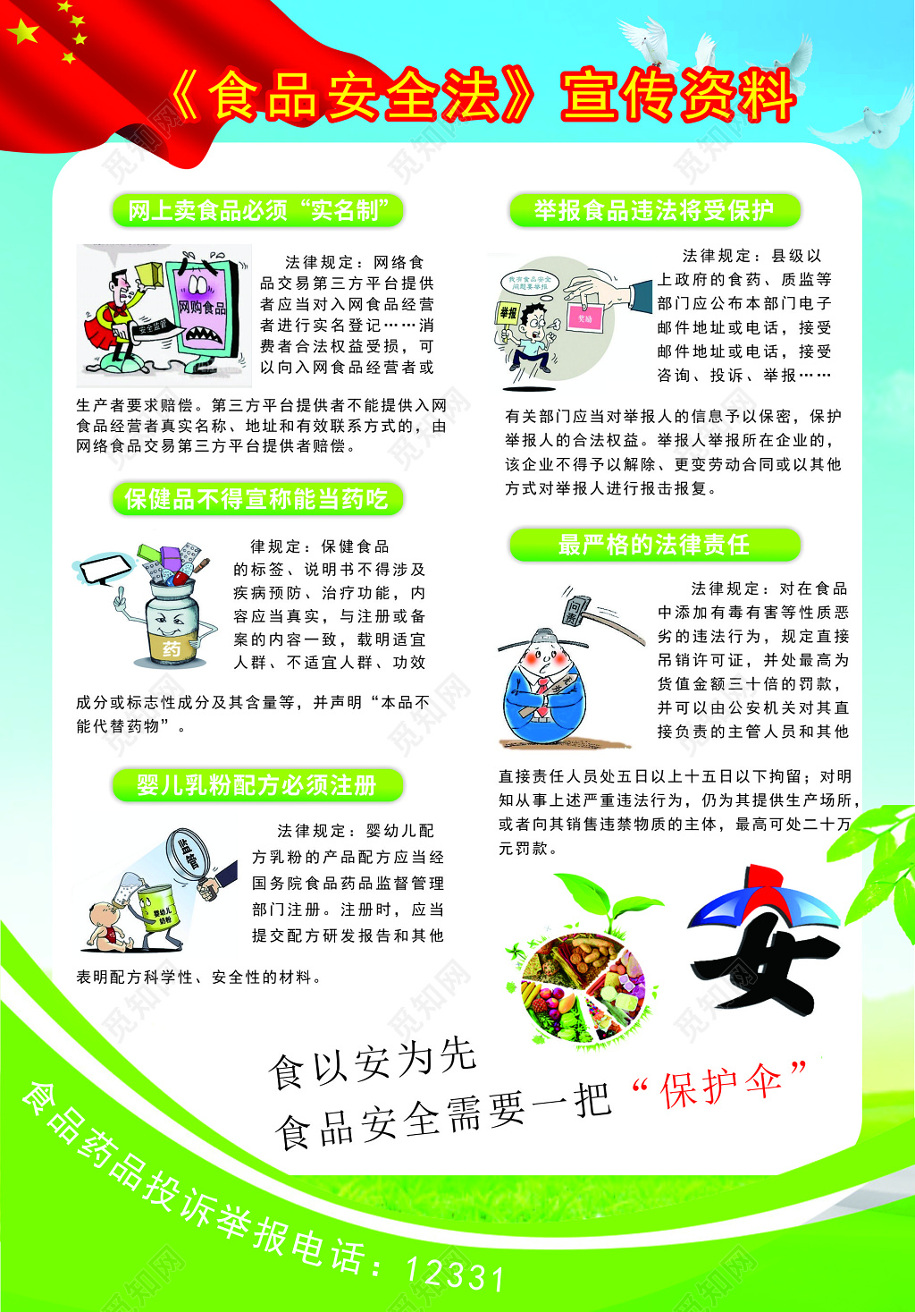 卡通食品安全法宣传资料海报