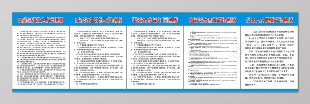 食品安全管理事故处置自查等各类制度牌