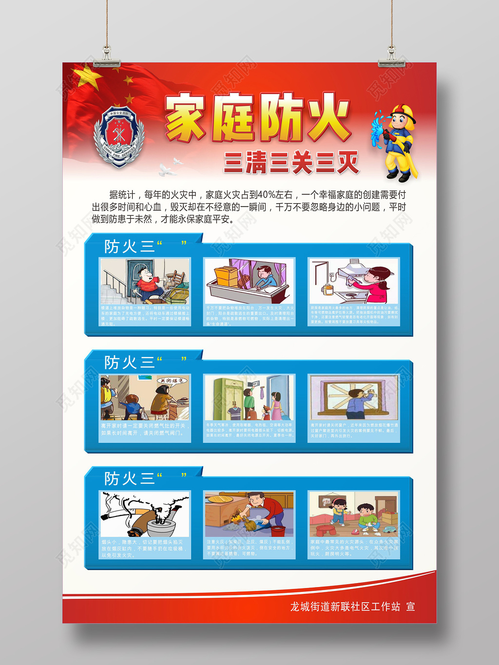 家庭防火消防安全119安全意识海报