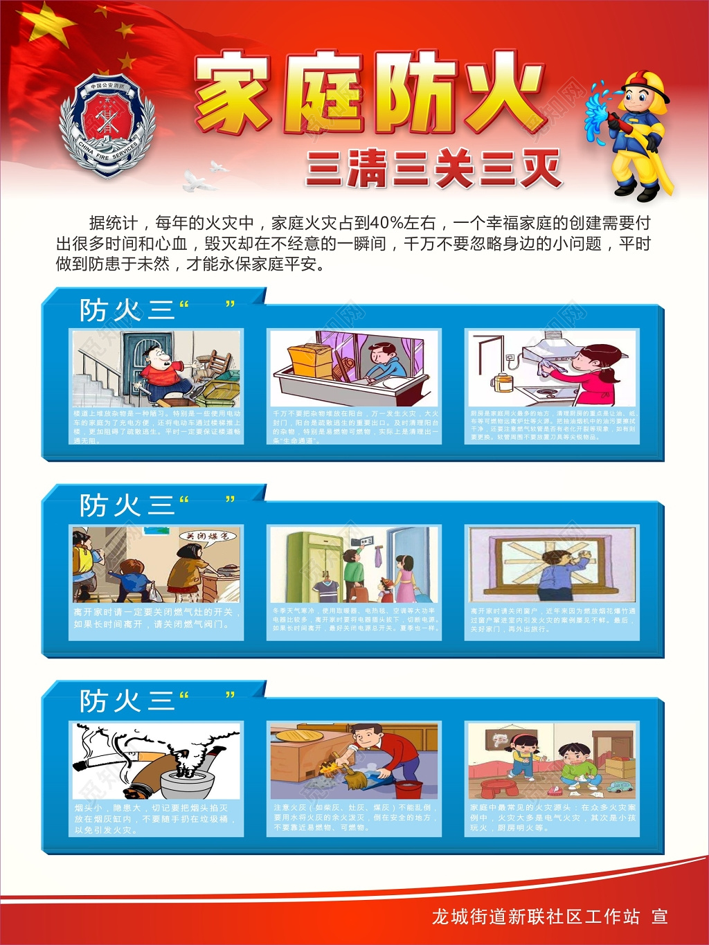 家庭防火消防安全119安全意识海报