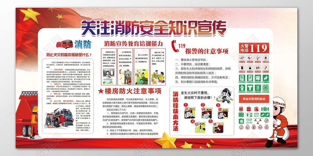关注消防安全知识宣传119安全意识宣传栏