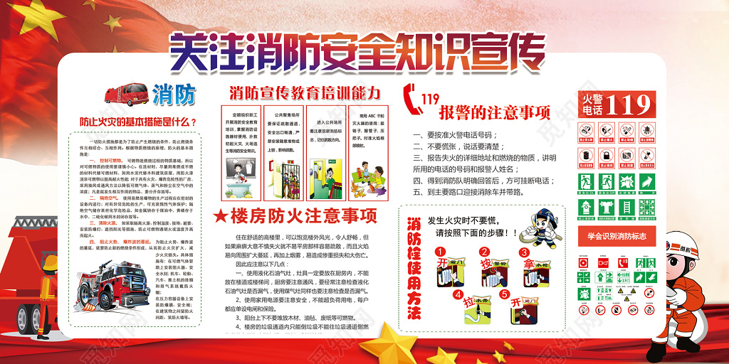 关注消防安全知识宣传119安全意识宣传栏
