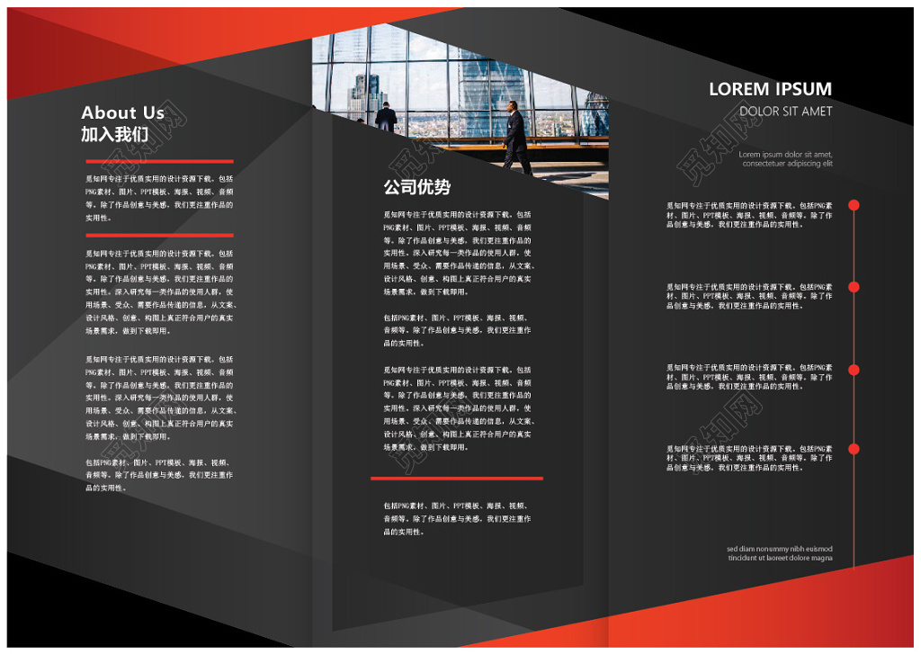 个性创意商务企业简介三折页招商设计